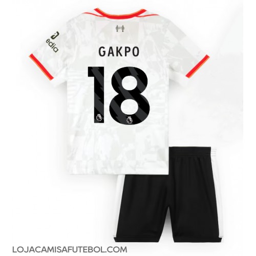 Camisa de Futebol Liverpool Cody Gakpo #18 Equipamento Alternativo Infantil 2024-25 Manga Curta (+ Calças curtas)